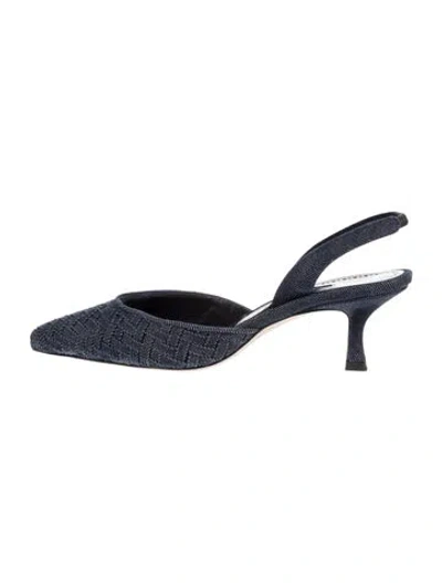 Pre-owned Manolo Blahnik Denim Slingback Pumps In Blue