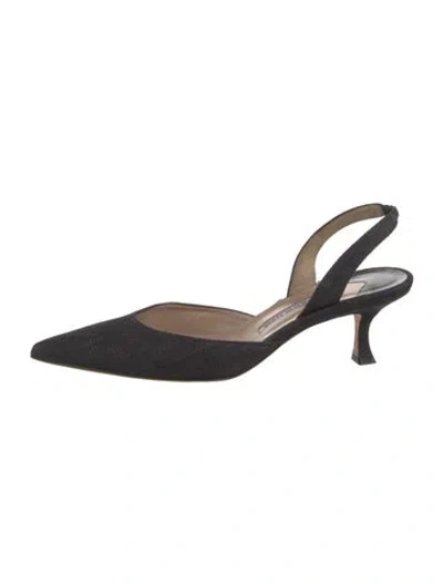 Pre-owned Manolo Blahnik Denim Slingback Pumps In Blue