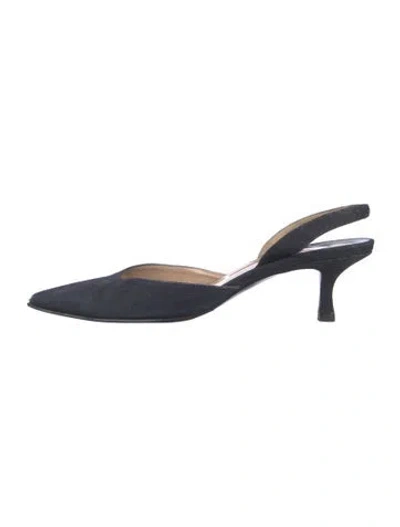 Pre-owned Manolo Blahnik Denim Slingback Pumps In Blue