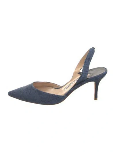 Pre-owned Manolo Blahnik Denim Slingback Pumps In Blue