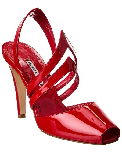 Manolo Blahnik Develi 105 Patent Slingback Sandal In Black