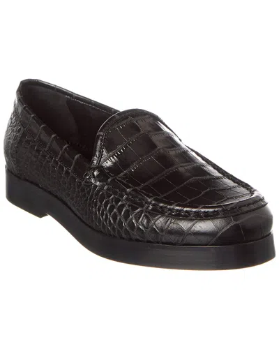 Manolo Blahnik Dinelio Croc-embossed Leather Loafer In Black
