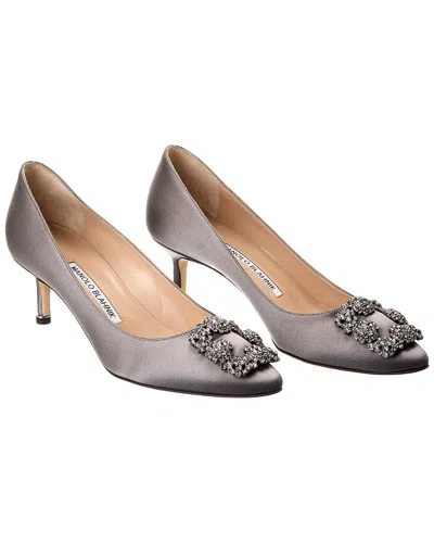 Pre-owned Manolo Blahnik Dnu Inv  Hangisi 50 Satin Pump (authentic Pre-loved) In Gray