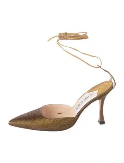 Pre-owned Manolo Blahnik D'orsay Pumps In Gold