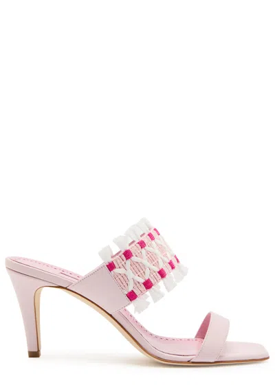 Manolo Blahnik Efeso 70 Embroidered Leather Mules In Animal Print