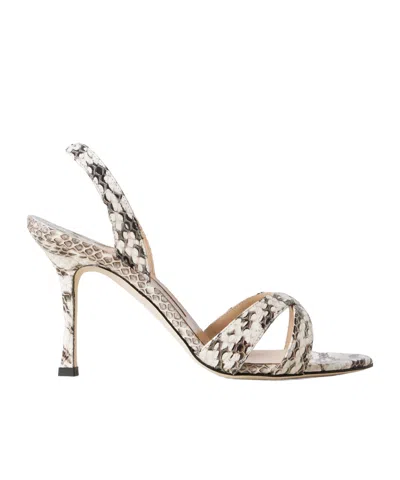 Manolo Blahnik Callasli 90 Elaphe Slingback Sandals In Animal Print