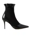 Manolo Blahnik Elasticated Ruffled Ankle Boots In Black