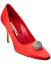 Manolo Blahnik Elbolita 90 Satin Pump In Red