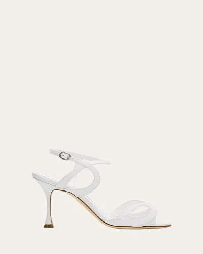 Manolo Blahnik Elfajrsan Strappy Sandals In White