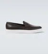 Manolo Blahnik Ellis Leather Boat Shoes In Brown