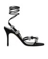 Manolo Blahnik Heel Sandals With Embellished Strappy Design In Black
