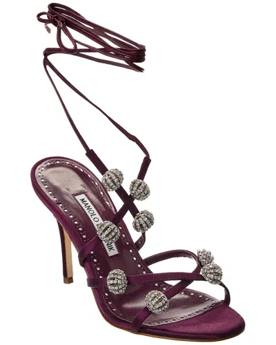 Manolo Blahnik Elsaka 90 Satin Sandal In Purple