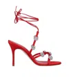 Manolo Blahnik Heel Sandals With Embellished Strappy Design In Red