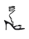 Manolo Blahnik Heel Sandals With Embellished Strappy Design In Black