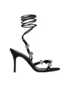 Manolo Blahnik Heel Sandals With Embellished Strappy Design In Black