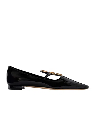 Manolo Blahnik Khafre Embellished Patent-leather Flats In Black