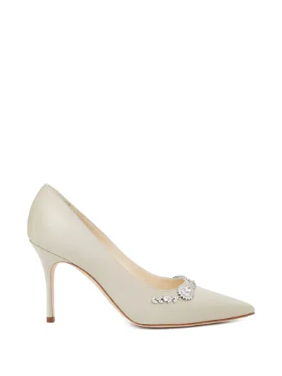 Manolo Blahnik Embellished Pointed Pumps In Neutral