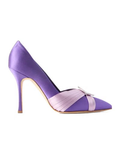 Manolo Blahnik Viera Embellished Two-tone Satin Pumps In Purple