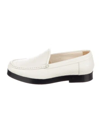 Pre-owned Manolo Blahnik Embossed Leather Loafers In Neutral