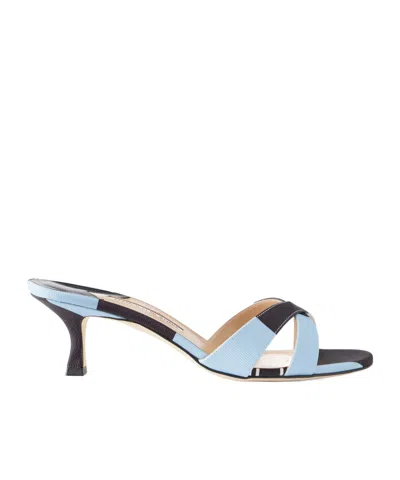 Manolo Blahnik Emilia Wickstead Callamu 50 Striped Grosgrain Mules In Multi