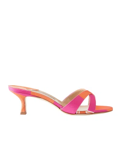 Manolo Blahnik Emilia Wickstead Callamu 50 Striped Grosgrain Mules In Multi
