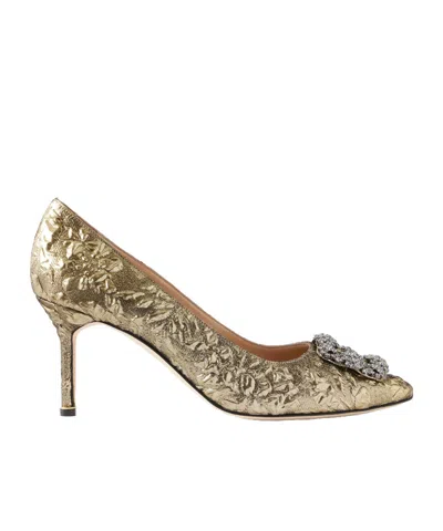 Manolo Blahnik Emilia Wickstead Hangisi 70 Crystal-embellished Metallic Jacquard Pumps In Multi