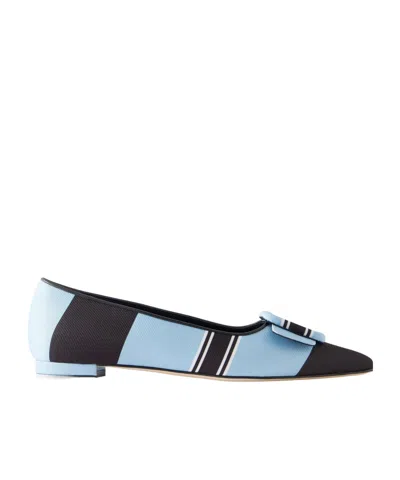 Manolo Blahnik Emilia Wickstead Maysale Striped Grosgrain Point-toe Flats In Multi