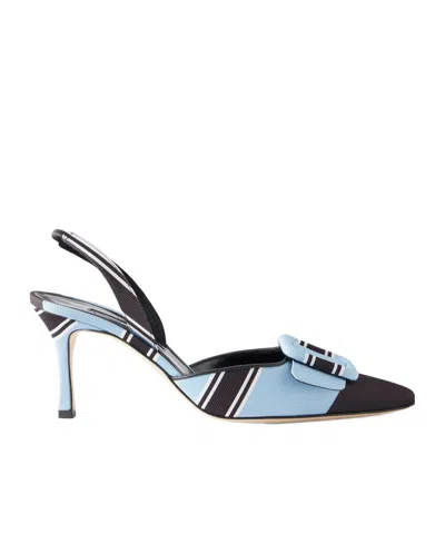 Manolo Blahnik Emilia Wickstead Maysli 70 Striped Grosgrain Slingback Pumps In Multi