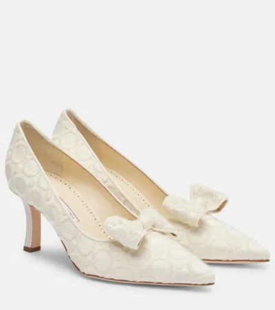 Manolo Blahnik Epirotes 70 Embroidered Satin Pumps In Multi