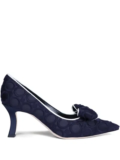 Manolo Blahnik Epirotes Bow Applique Pumps 70mm In Blue