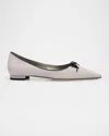 Manolo Blahnik Esmaa Suede Lace-up Ballerina Flats In Light Grey