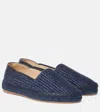 Manolo Blahnik Espadra Leather-trimmed Raffia Espadrilles In Blue