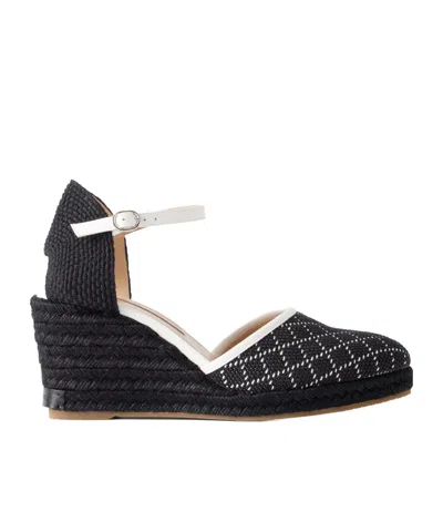 Manolo Blahnik Espadrahi 90 Leather-trimmed Woven Canvas Espadrille Pumps In Black