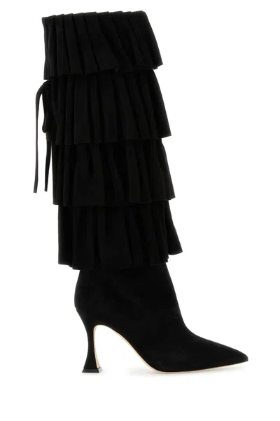 MANOLO BLAHNIK MANOLO BLAHNIK BLACK SUEDE MIRALONE BOOTS