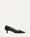 Manolo Blahnik Euridi Floral Lace Kitten-heel Pumps In Black
