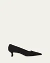 Manolo Blahnik Euridi Suede Kitten-heel Pumps In Black