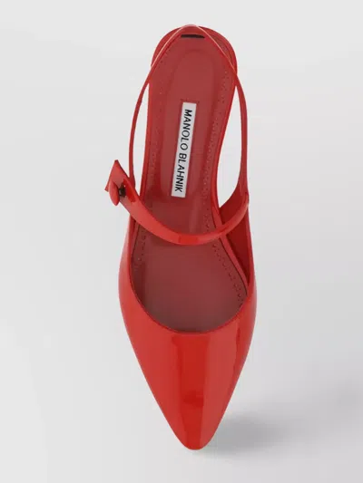Manolo Blahnik Fabio Didion Patent Leather Slingback Ballerinas In Red