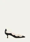 Manolo Blahnik Fabraka 50 Crepe-trimmed Satin Point-toe Pumps In Black/dark Cream