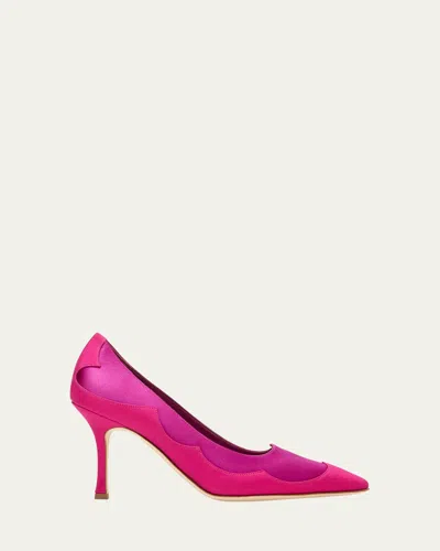 Manolo Blahnik Fabrakahi Layered Silk Pumps In Pink Multi