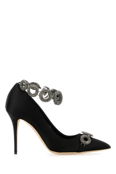 Manolo Blahnik Fabric Pumps With Sculpted Silhouette In Black