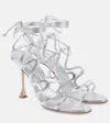 Manolo Blahnik Fawda 105 Metallic Leather Sandals In Silver