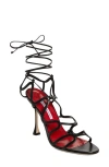 Manolo Blahnik Fawda Ankle Tie Sandal In Black