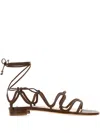 Manolo Blahnik Open Toe Strappy Leather Sandals In Brown