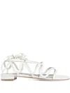 Manolo Blahnik Fawdaflat Lace-up Leather Sandals In White