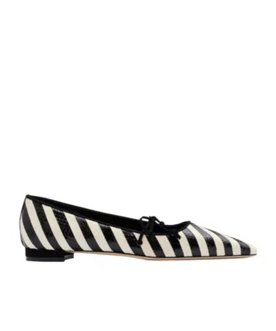 Manolo Blahnik Federica Striped Snake Ballet Flats In Multi