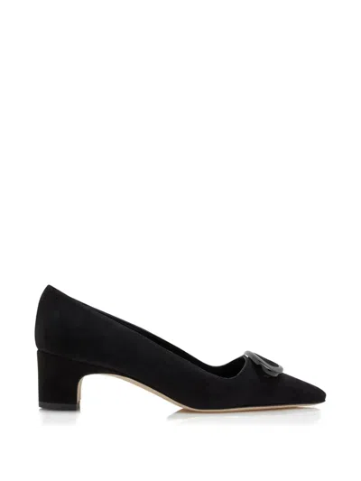 Manolo Blahnik Fenix Buckle Pointed Pumps In Black