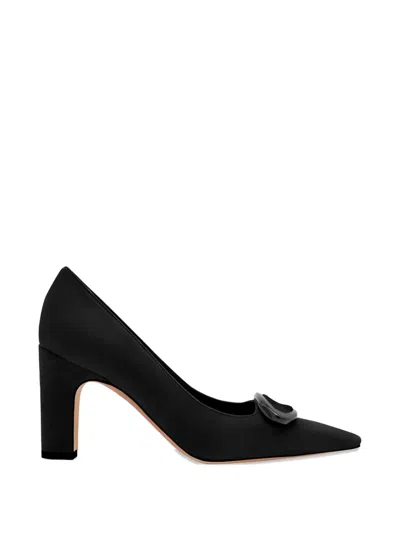 Manolo Blahnik Fenixhi Pointed Buckle Suede Pumps In Black