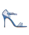 Manolo Blahnik Strappy Open Toe Stiletto Pumps In Blue