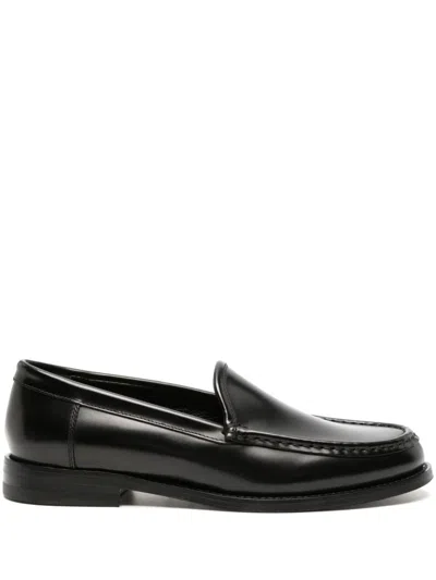 Manolo Blahnik Flat Leather Loafers In Black