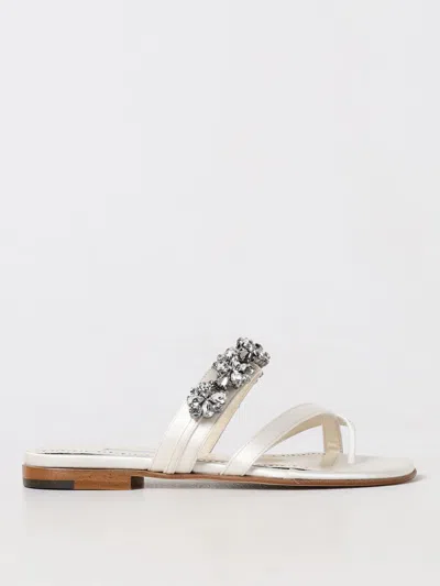 Manolo Blahnik Flat Sandals In Weiss